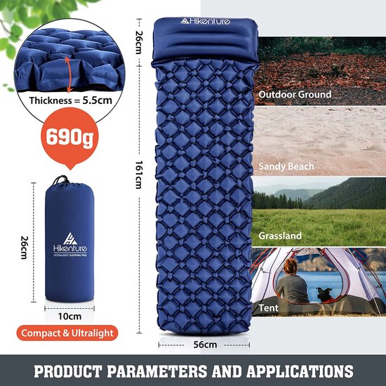 Isolerende opblaasbare luchtmatras voor trekkers en kampeerders - compact pakvolume - ultralicht - geschikt voor camping, reizen, outdooractiviteiten, wandeltochten en strand - turquoise groen van Forclaz — afbeelding 5