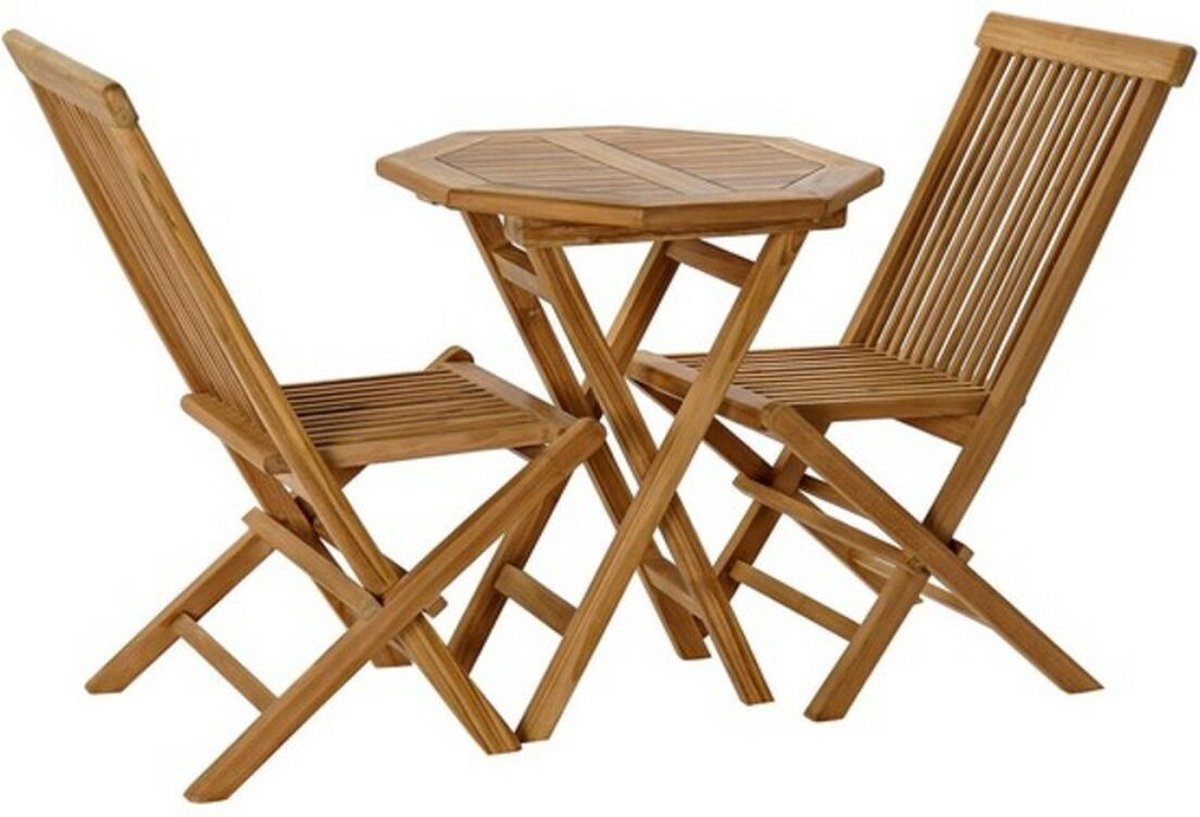 Tafel met twee stoelen DKD Home Decor Tuin Teakboom (3 pcs)