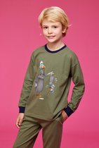 Woody pyjama jongens - kalkoen - kakigroen - 232-10-PLK-S/753 - maat 152