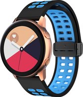 Mobigear Siliconen Watch bandje geschikt voor Smartwatch Bandje Magneetsluiting | Mobigear Sport Plus Mag - Universeel 22 mm connector - Zwart / Blauw