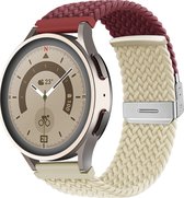 Mobigear - Bracelet de montre adapté à la fermeture à pince en nylon Smartwatch Strap | Mobigear Tressé - 22mm - Wit / Rouge