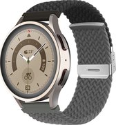Mobigear Nylon Watch bandje geschikt voor Smartwatch Bandje Klemsluiting | Mobigear Braided Dual - Universeel 20 mm aansluiting - Zwart /Grijs