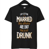 Am Getting Married | Vrijgezellenfeest Cadeau Man - Groom To Be Bachelor Party - Grappig Bruiloft En Bruidegom Bier Shirt - T-Shirt - Unisex - Zwart - Maat M