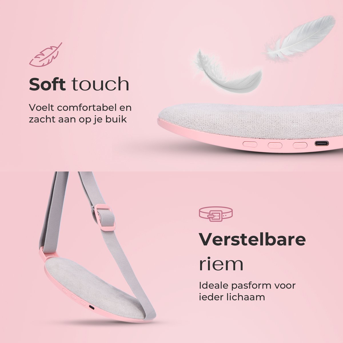 Care Deluxe Menstruatie Warmteband - Massage Apparaat - Menstruatie Pijnverlichting - 3 Warmtestanden met Trilfunctie - Roze thumbnail 8