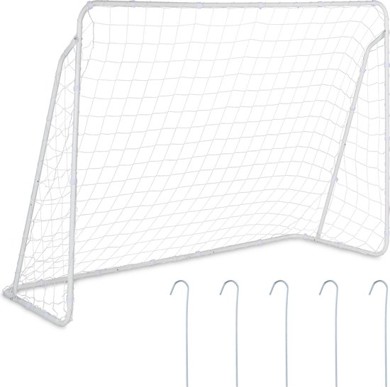 Tuin Voetbaldoel voor Kinderen & Volwassenen 153x217x75 cm Groot Staal Wit
