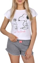 Snoopy Peanuts - Witte en marineblauwe meisjespyjama met korte mouwen, gestreepte zomerpyjama / 164