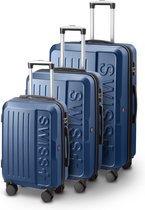 Swiss - Lausanne - 3-delige Kofferset - 4 Wielen - TSA-cijferslot - Blauw