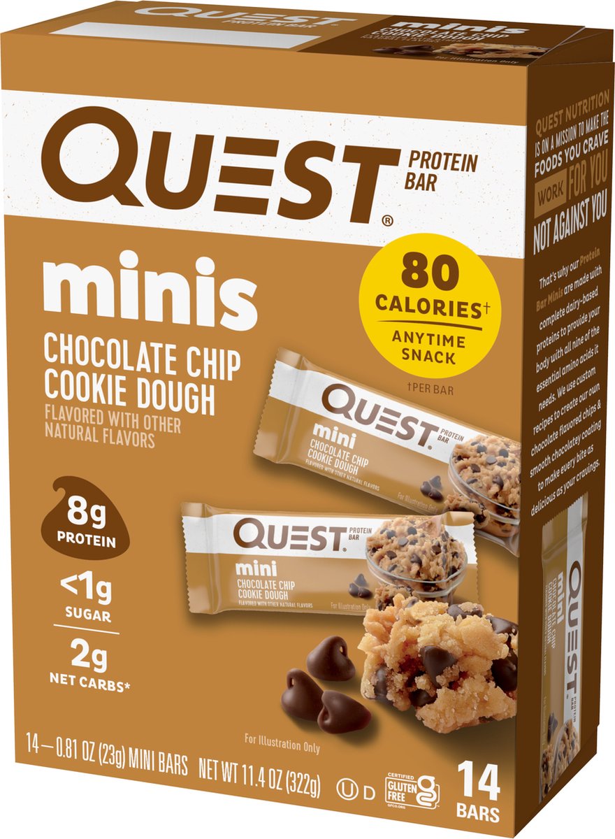 Quest Nutrition Quest Mini Bars (14x23g) Chocolate Chip Cookie Dough - Repen - Eiwit Repen