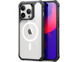 ESR Air Armor HaloLock iPhone 14 Pro Max Hoesje Geschikt voor Draadloos Opladen met Magnetische Ring Clear Zwart