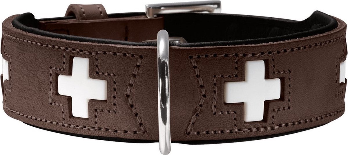 Hunter Halsband Swiss Leer Nappa Bruin/Zwart