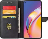 Geschikt voor Oppo A94 Telefoonhoesje Kunstleer met Magnetisch lipje en Pasjeshouder Book Case met Klepje - Zwart - Smartphonica geschikt voor Oppo A94