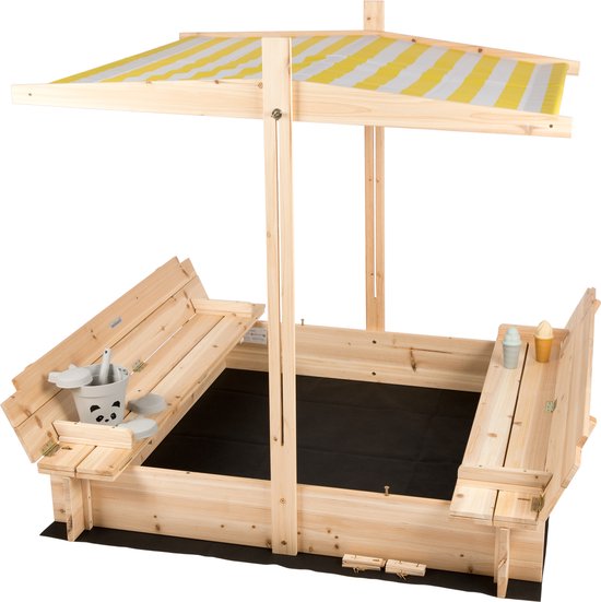 needs&wants® Bac à sable en bois pour enfants avec couvercle carré et  bancs, toit... | bol