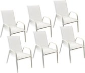 Set van 6 MARBELLA stoelen in wit textilene - wit aluminium
