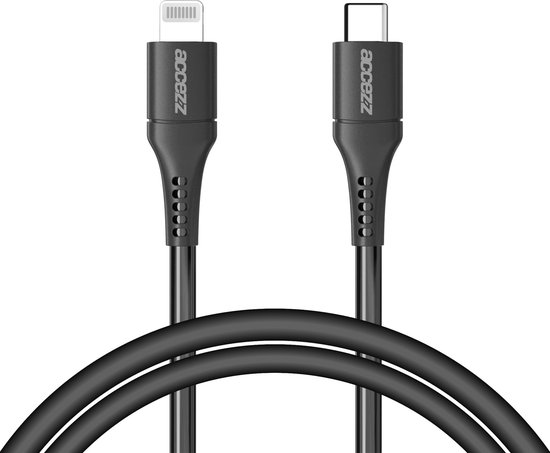 Accezz Geschikt voor Lightning naar USB C Kabel - 1 meter - Snellader & Datasynchronisatie - Oplaadkabel geschikt voor iPhone 11/12/13/14 - Zwart
