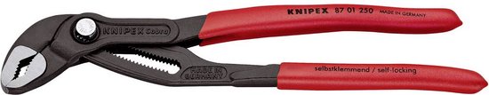 Knipex Cobra waterpomptang 87 01 250, Made in Germany, met rode, zelfklemmende handgrepen.