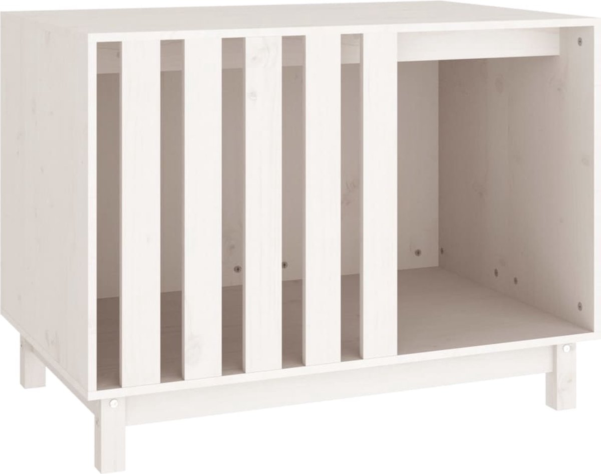Bol.com vidaXL - Hondenhok - 90x60x67 - cm - massief - grenenhout - wit aanbieding