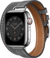 Bracelet Smartwatch en Cuir - Convient pour Apple Watch bracelet double tour en cuir - gris - Strap-it Watchband / Wristband / Bracelet - Taille: 38 - 40 - 41mm