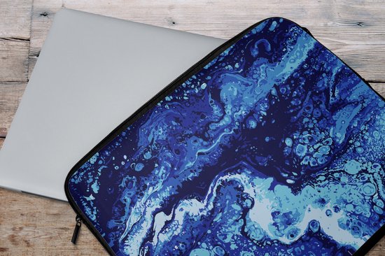 Housse pour ordinateur portable 17 pouces - Marbre - Blauw - Aquarelle - Housse pour ordinateur portable - Dimensions intérieures 42,5x30 cm