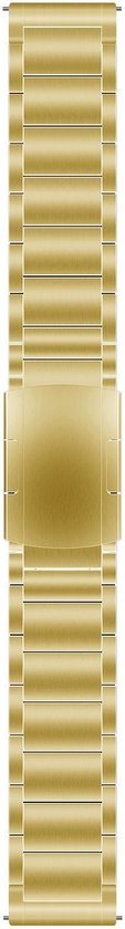 Gouden smartwatchband van metaal met een gesp.