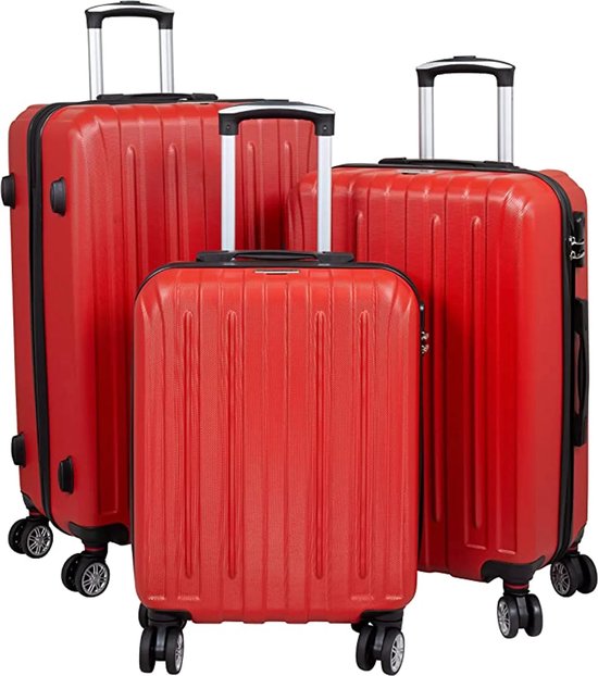 Art-Land 3 valises Trolley ABS (55x39x20cm, 66x44x25cm, 76x50x28cm) 9549  Rouge Avec... | bol