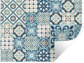 Muurstickers - Sticker Folie - Bloemen - Blauw - Design - Tegel - 40x30 cm - Plakfolie - Muurstickers Kinderkamer - Zelfklevend Behang - Zelfklevend behangpapier - Stickerfolie