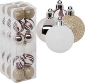 Atmosphera kerstballen 36x - champagne/roze/wit/goud -4 cm -kunststof