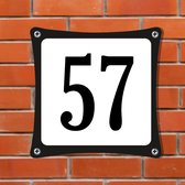 Namengigant Huisnummerbord Emaille-Look - Nummer 57 - Standaard - 10 x 10 cm | incl. schroeven