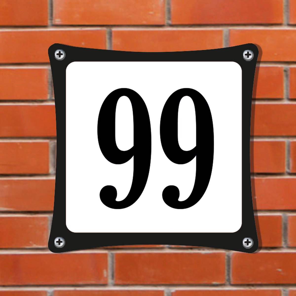 Namengigant Huisnummerbord Emaille-Look - Nummer 99 - Standaard - 10 x 10 cm | incl. schroeven