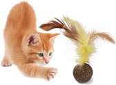 *** 1x Oennie`s Kattenkruid Speeltje - Kattenkruid Balletje Met Veer - Speelgoed voor Katten - van Heble® ***