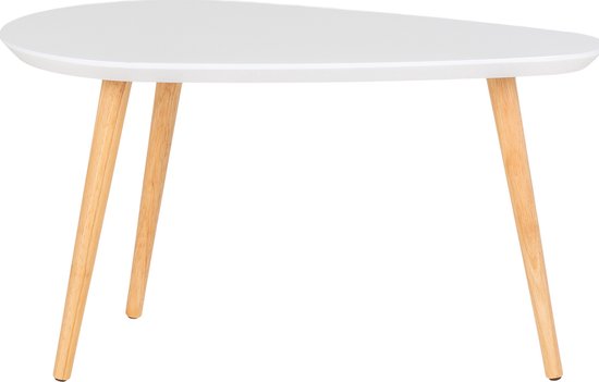 Scanditable - Table basse - plateau blanc - pieds naturels - 70x40x40cm