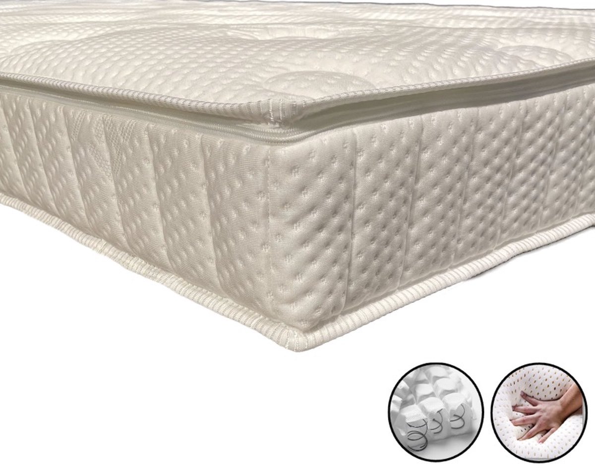 dreambedden Topper Momentum Micropocketvering - 120x220 - Natuurlatex - ca. 14cm dik - Tencel Wit