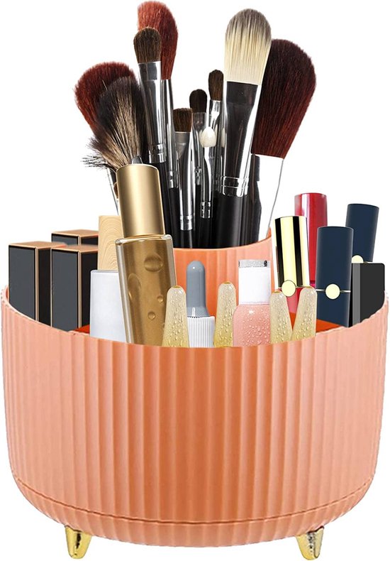 XINCHEN make-up organizer, 360 graden roterende cosmetische organizer, oogschaduwborstel, lippenstiftdoosje, cosmetische organizers voor kamerdecoratie kaptafel, slaapkamer, badkamer (oranje)