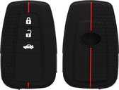 kwmobile autosleutel hoesje geschikt voor Toyota 3 knops RAV4 CHR Corolla 2021 Yaris Hilux - Autosleutel behuizing in zwart / rood