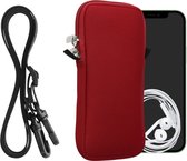 kwmobile Tasje voor smartphones XXL - 7" - Hoesje van neopreen in rood - Phone case met nekkoord