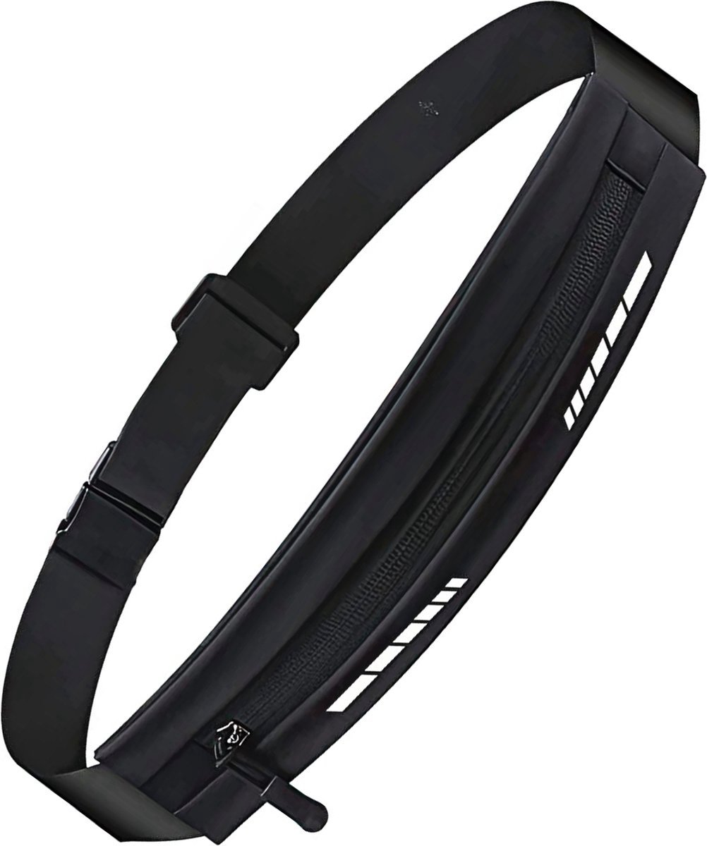 U Fit One Running Belt - Hardloopriem - Verstelbaar - Waterafstotend - Smartphone Houder - Reflectie Strip - 70 tot 116 cm - Zwart