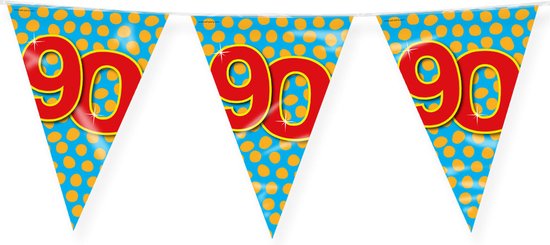 Q2P - 90 Jaar Slinger - Verjaardag Versiering - Vlaggenlijn - Slingers Q2P - 90 Jaar Slinger - Verjaardag Versiering - Vlaggenlijn - Slingers