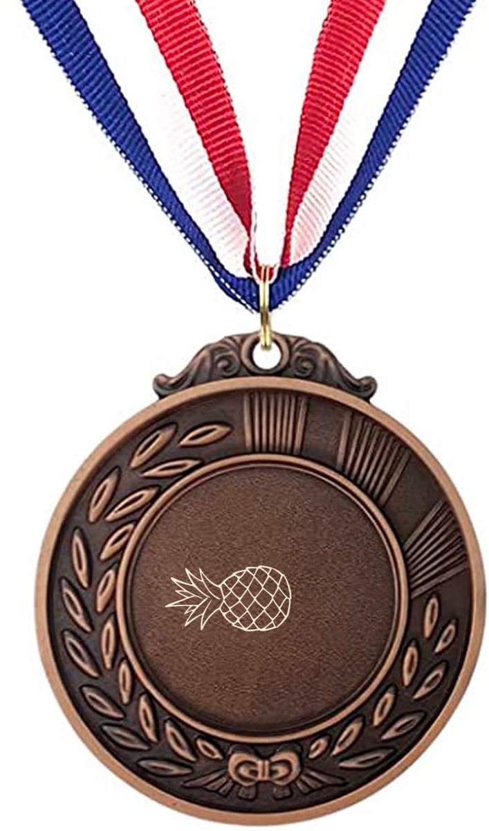 Akyol - ananas medaille bronskleuring - Ananas - lievelings fruit - vriendschap - leuk cadeau voor je vrienden om te geven