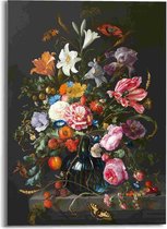 Plexiglasschilderij De Heem Stilleven met bloemen op vaas 70x50 cm