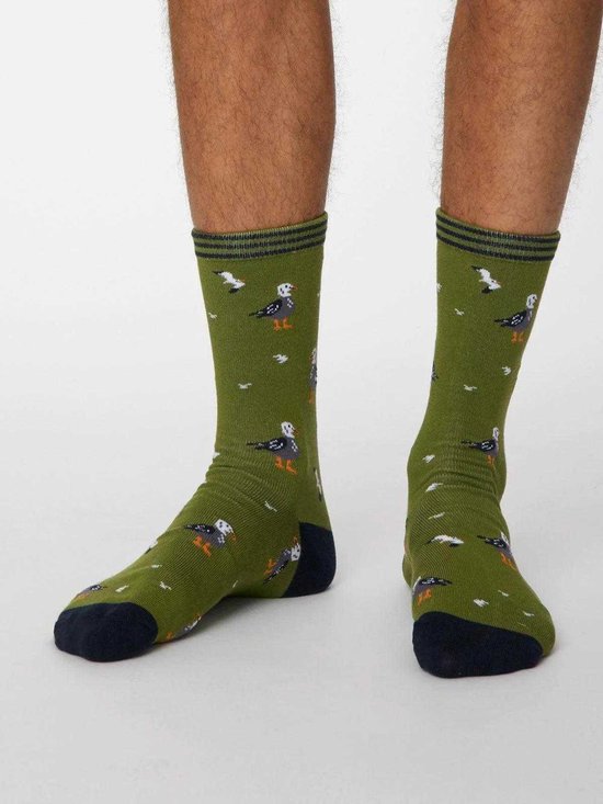 Thought - - bamboe sokken heren zeemeeuwen - olive green