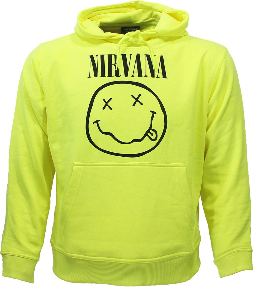 Nirvana Neon Geel Smiley Hoodie Trui Sweater - Officiële Merchandise - XXL
