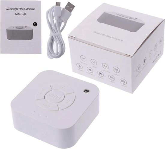 DW4Trading Draadloze Oplaadbare White Noise Machine - Witte Ruis - Wit - 9 rustgevende geluiden van DW4Trading — afbeelding 2