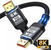 HDMI 2.1 kabel - 1.5 meter - Ultra HD High speed 8K (60 Hz) - 4K (144/120/60 Hz) - Full HD 1080p - HDMI naar HDMI - 3D - ARC - Male naar Male - Geschikt voor TV – DVD – HDTV – Playstation 4/5 - Xbox - Laptop - PC - Beamer – Apple TV - Monitor