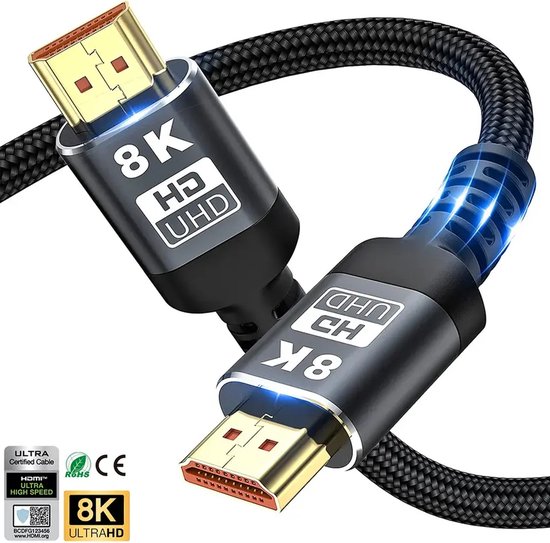 Câble HDMI 2.1 EV-Green - Ultra HD 8K Haute Vitesse (60/120/240Hz) - 48GBPS  - 1 mètre