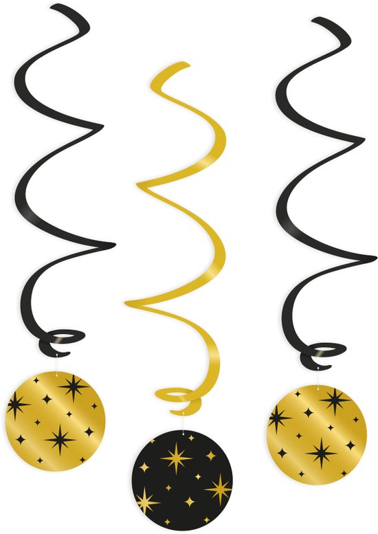 Swirl decorations gold/black - Stars