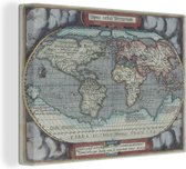 Canvas Wereldkaart - 80x60 - Wanddecoratie Wereldkaart - Vintage - Atlas