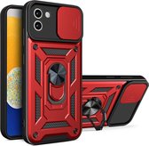 Coverup Ring Kickstand met Camera Shield - Geschikt voor Samsung Galaxy A03 Hoesje - Rood