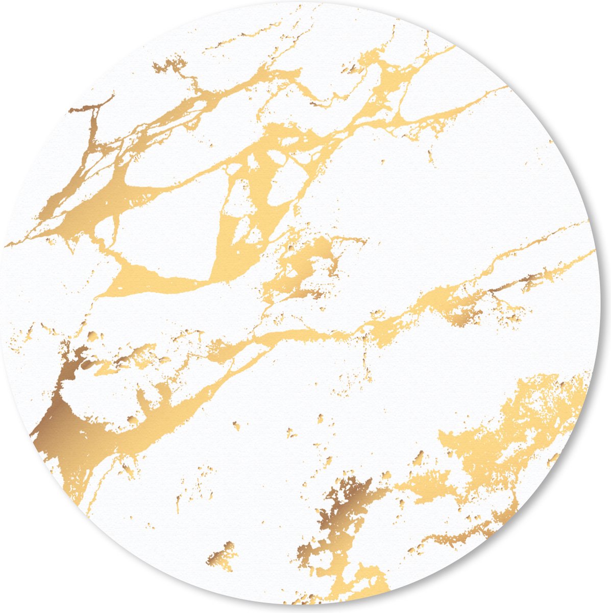Muismat rond 20x20 cm - Mousepad Marmer - Wit - Goud - Luxe - Ronde muismatten
