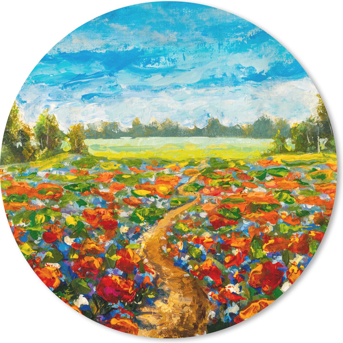 Muismat rond 20x20 cm - Mousepad Schilderij - Olieverf - Bloemen - Natuur - Ronde muismatten