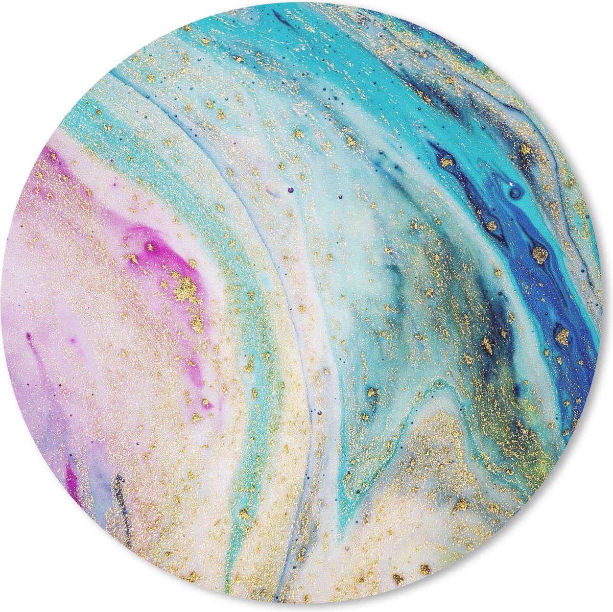 Muismat rond 40x40 cm - Mousepad Marmer - Verf - Regenboog - Ronde muismatten