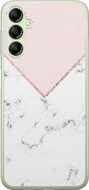 Leuke Telefoonhoesjes - Hoesje geschikt voor Samsung Galaxy A14 5G - Marmer roze grijs - Soft case - TPU - Marmer - Roze